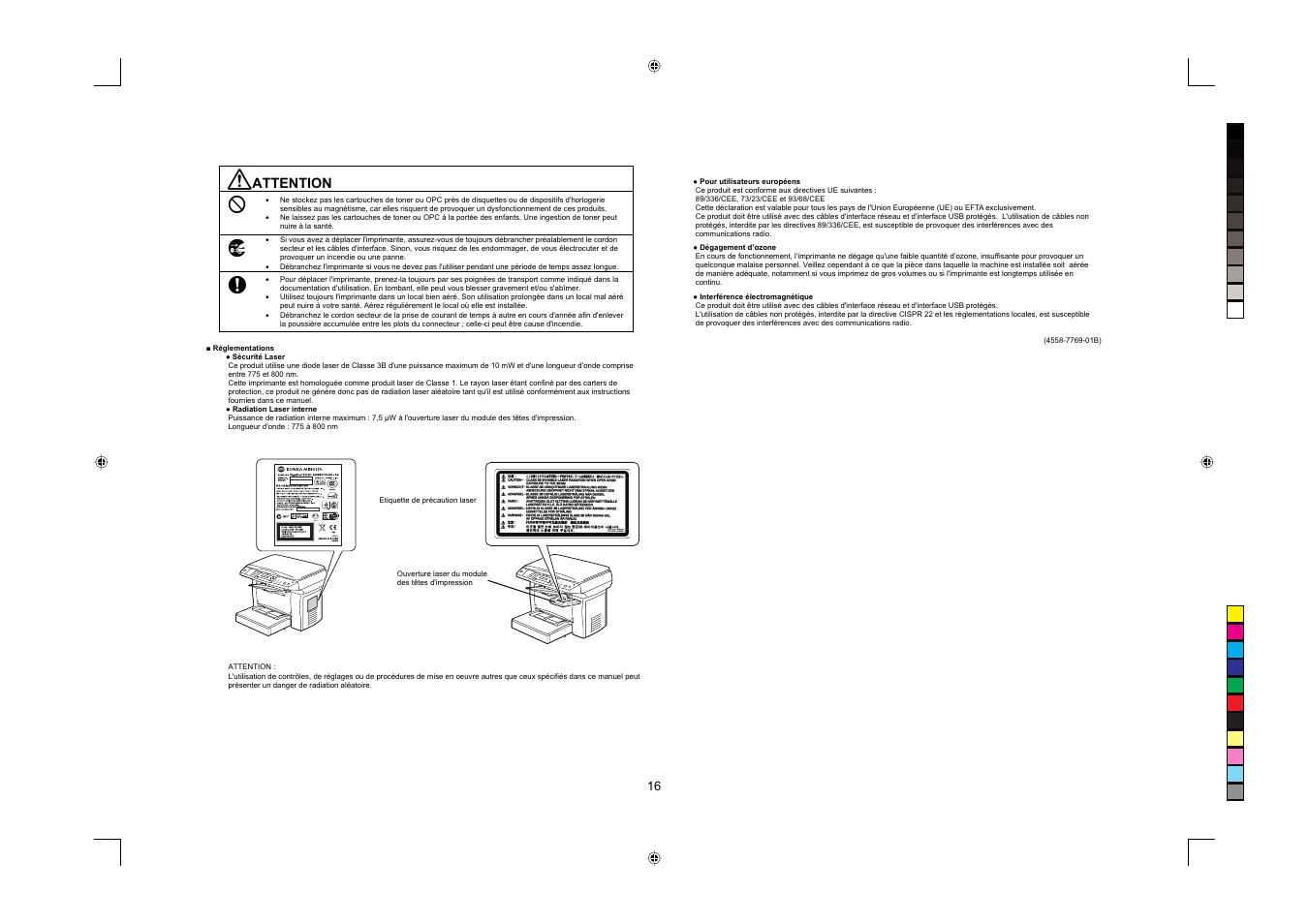 Attention | Konica Minolta PagePro 1380MF User Manual | Page 16 / 56