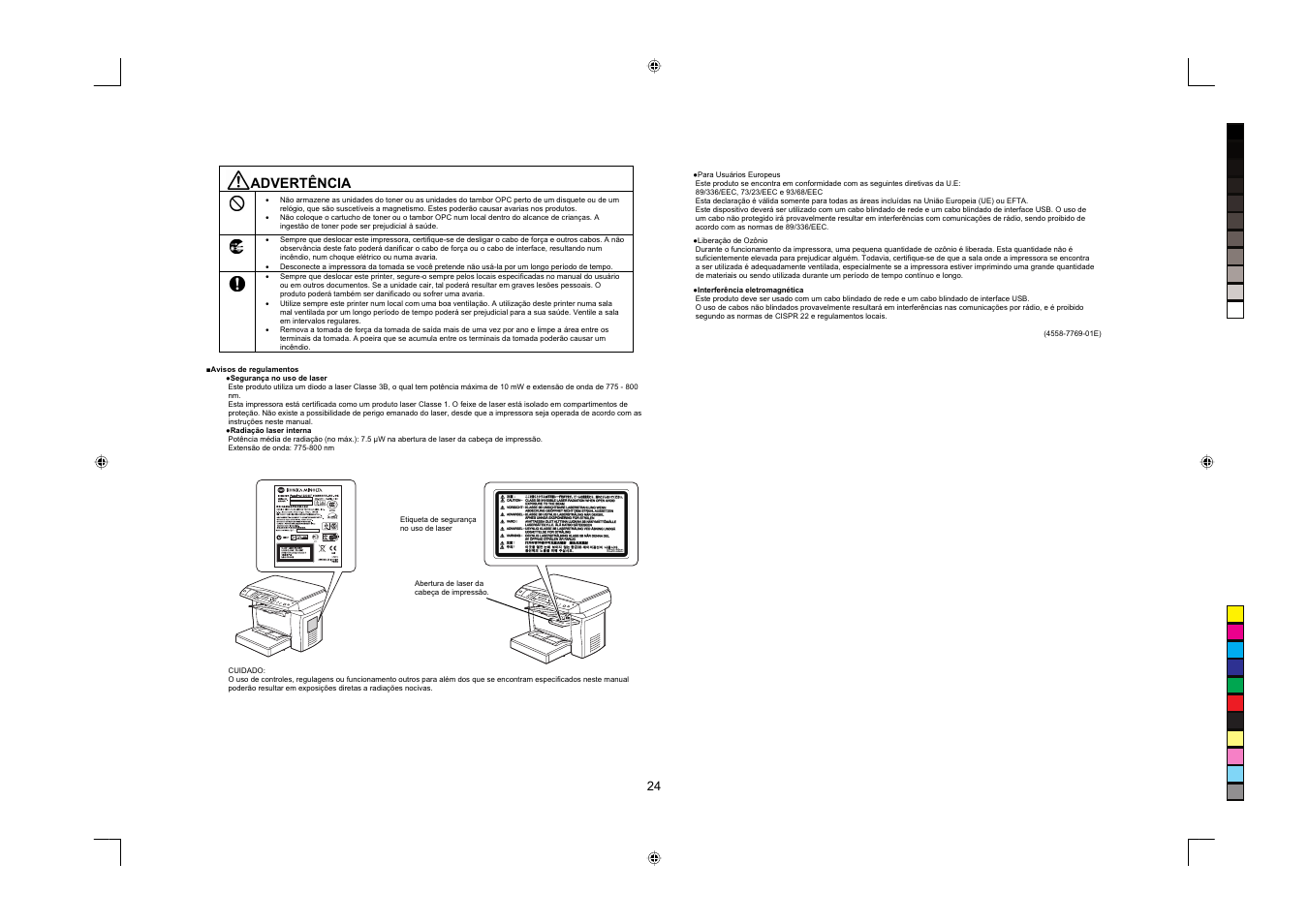 Advertência | Konica Minolta PagePro 1380MF User Manual | Page 24 / 56