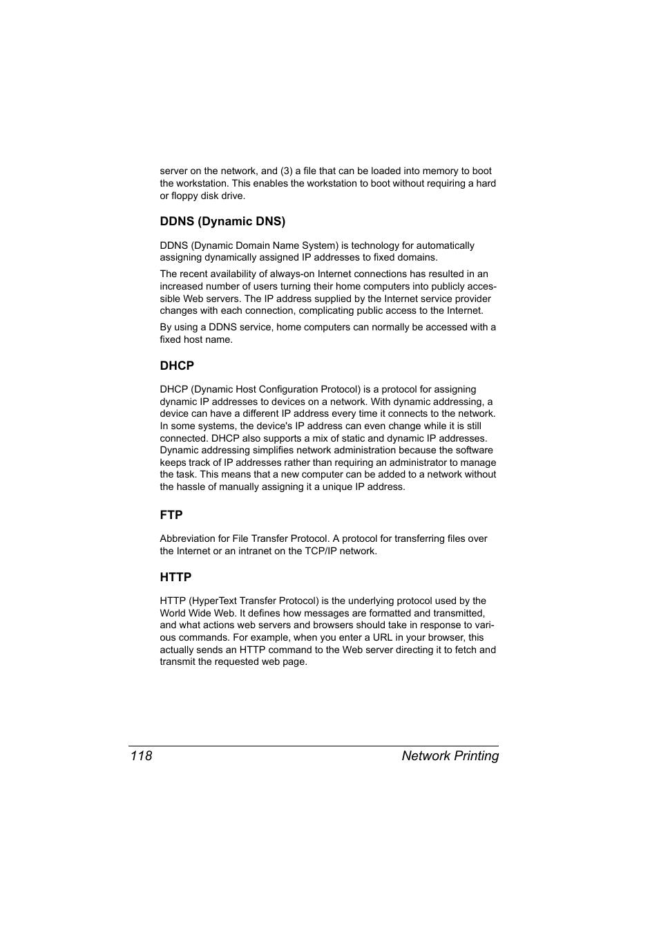 Ddns (dynamic dns), Dhcp, Http | Ddns (dynamic dns) 118 dhcp 118 ftp 118 http 118 | Konica Minolta magicolor 4650EN User Manual | Page 136 / 334