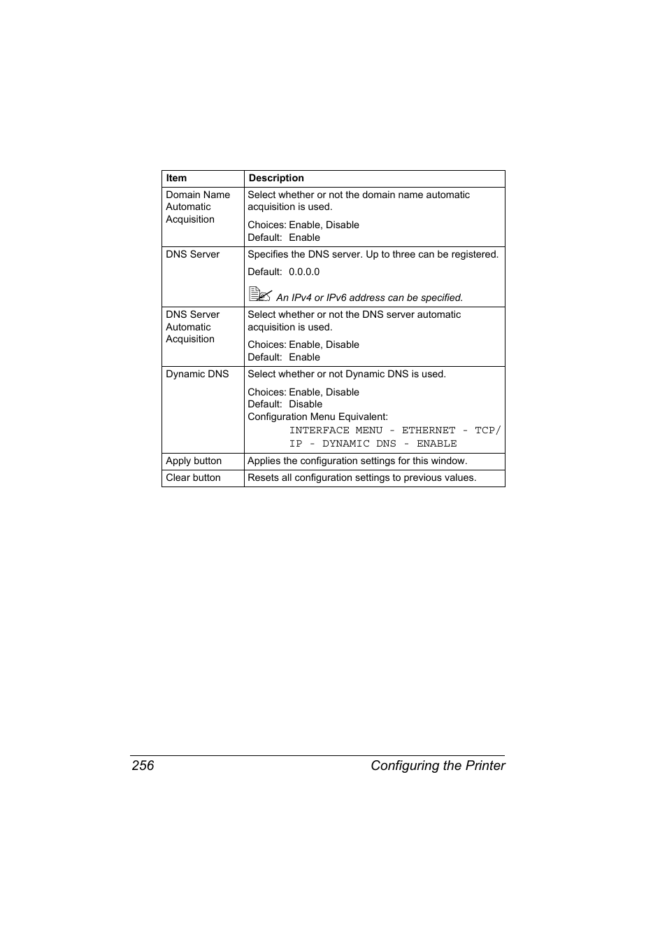 Configuring the printer 256 | Konica Minolta magicolor 4650EN User Manual | Page 274 / 334
