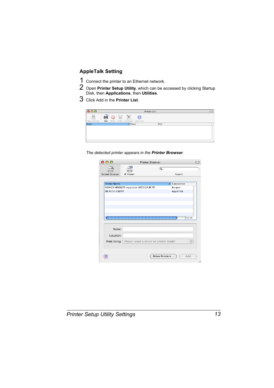 Appletalk setting, Appletalk setting 13 | Konica Minolta magicolor 4650EN User Manual | Page 31 / 334