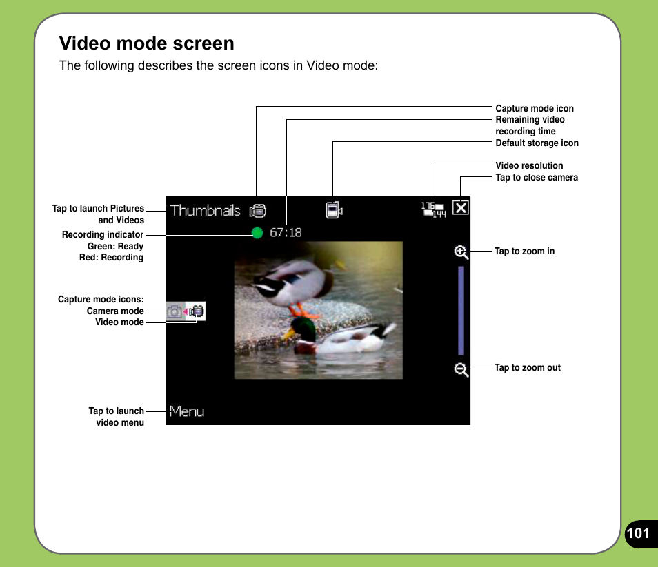 Video mode screen | Asus P525 User Manual | Page 101 / 134