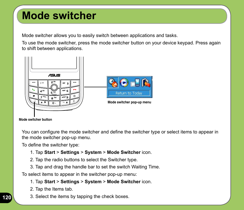 Mode switcher | Asus P525 User Manual | Page 120 / 134