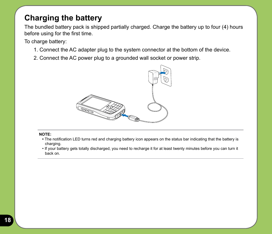 Charging the battery | Asus P525 User Manual | Page 18 / 134