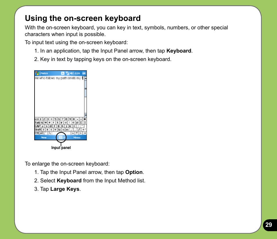 Using the on-screen keyboard | Asus P525 User Manual | Page 29 / 134