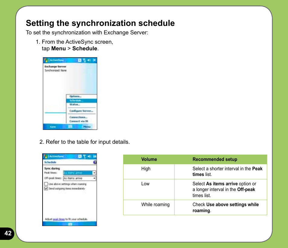 Setting the synchronization schedule | Asus P525 User Manual | Page 42 / 134