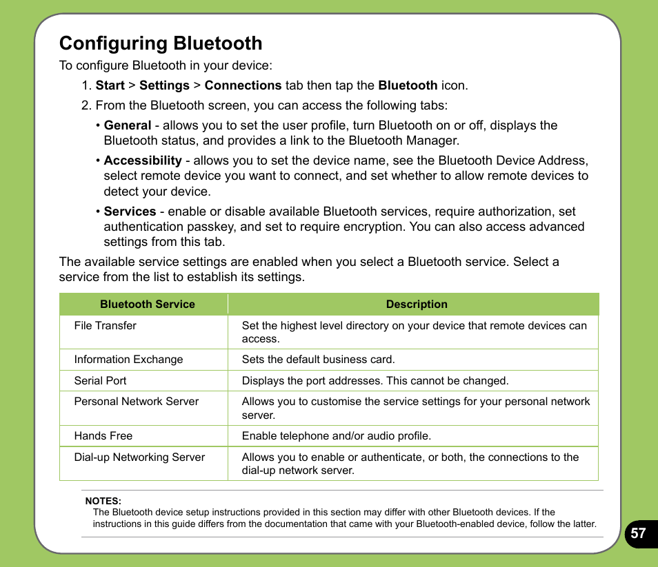 Configuring bluetooth | Asus P525 User Manual | Page 57 / 134