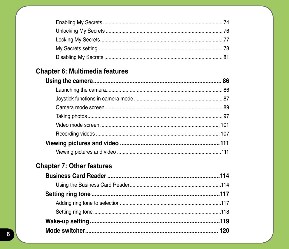 Asus P525 User Manual | Page 6 / 134