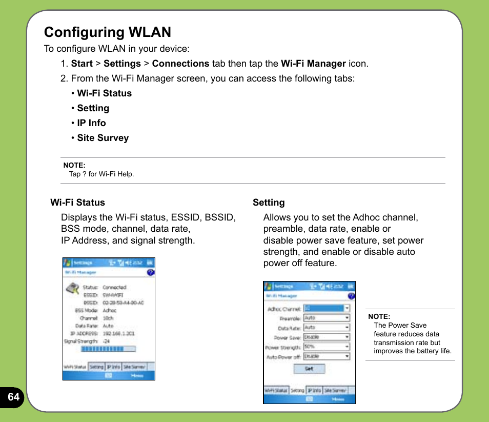 Configuring wlan | Asus P525 User Manual | Page 64 / 134