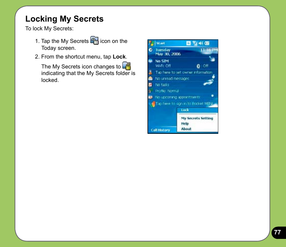 Locking my secrets | Asus P525 User Manual | Page 77 / 134