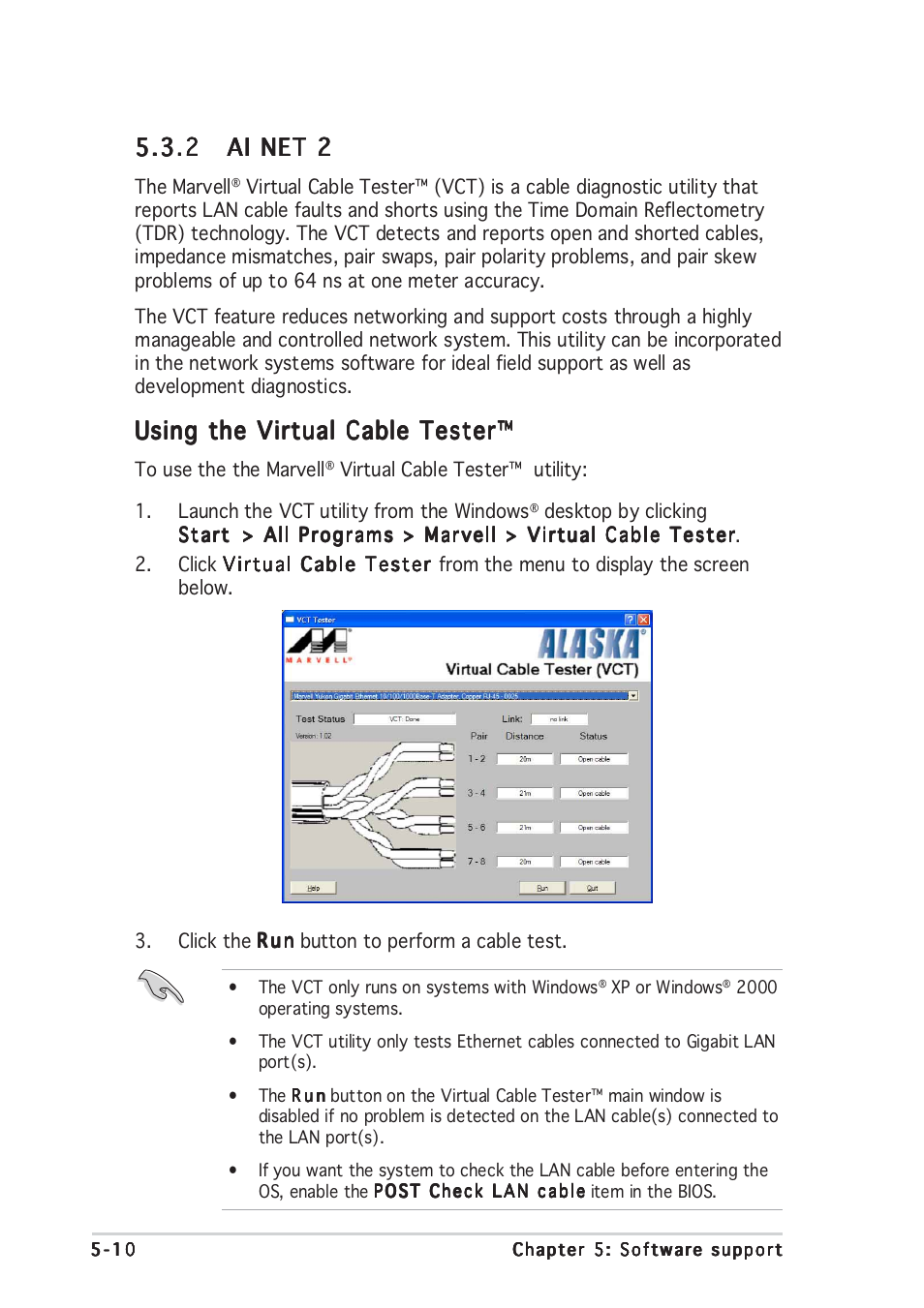 Using the virtual cable tester | Asus P4GD1 User Manual | Page 108 / 122