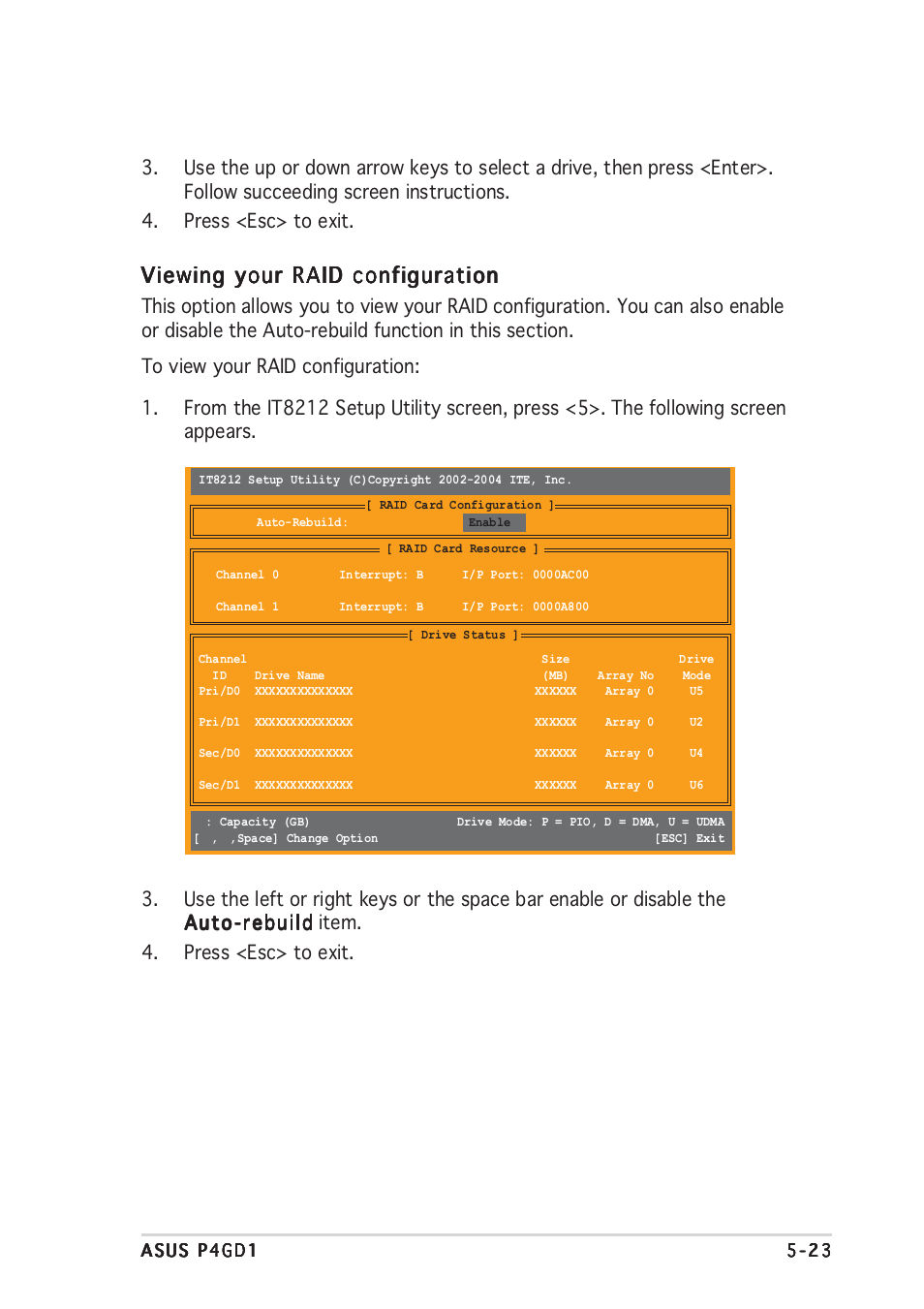 Viewing your raid configuration | Asus P4GD1 User Manual | Page 121 / 122