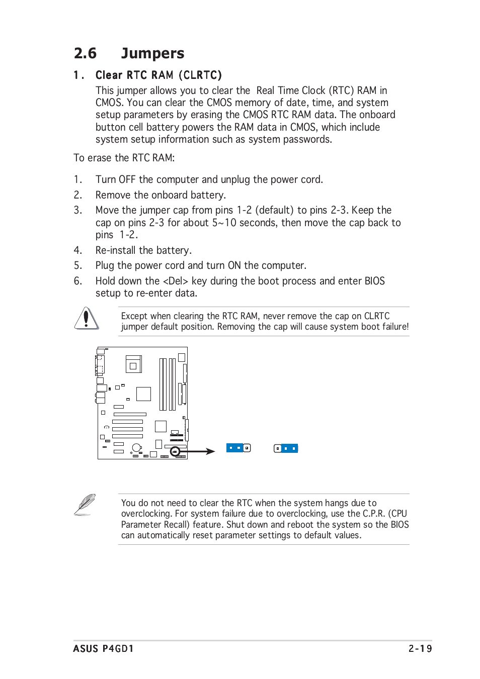 6 jumpers | Asus P4GD1 User Manual | Page 39 / 122