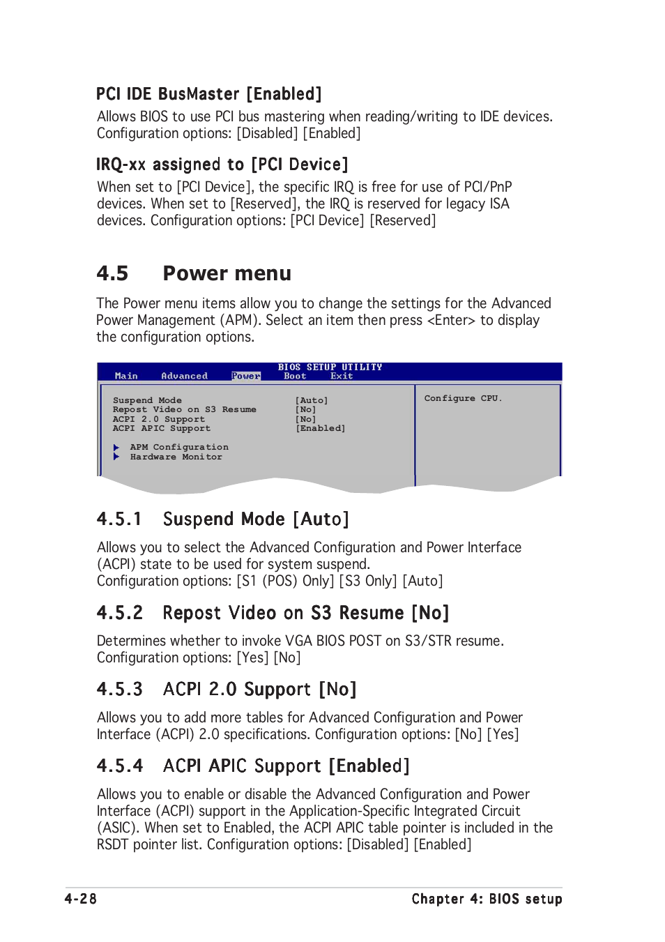 5 power menu | Asus P4GD1 User Manual | Page 86 / 122