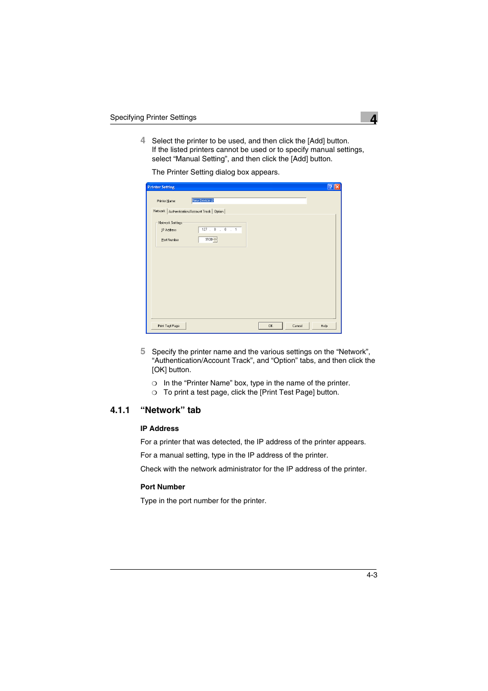 1 “network” tab, Network” tab -3 | Konica Minolta bizhub C31P User Manual | Page 22 / 60