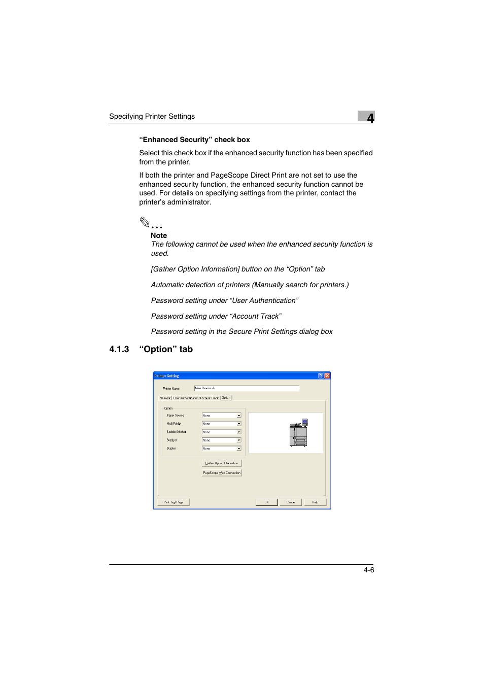 3 “option” tab, Option” tab -6 | Konica Minolta bizhub C31P User Manual | Page 25 / 60