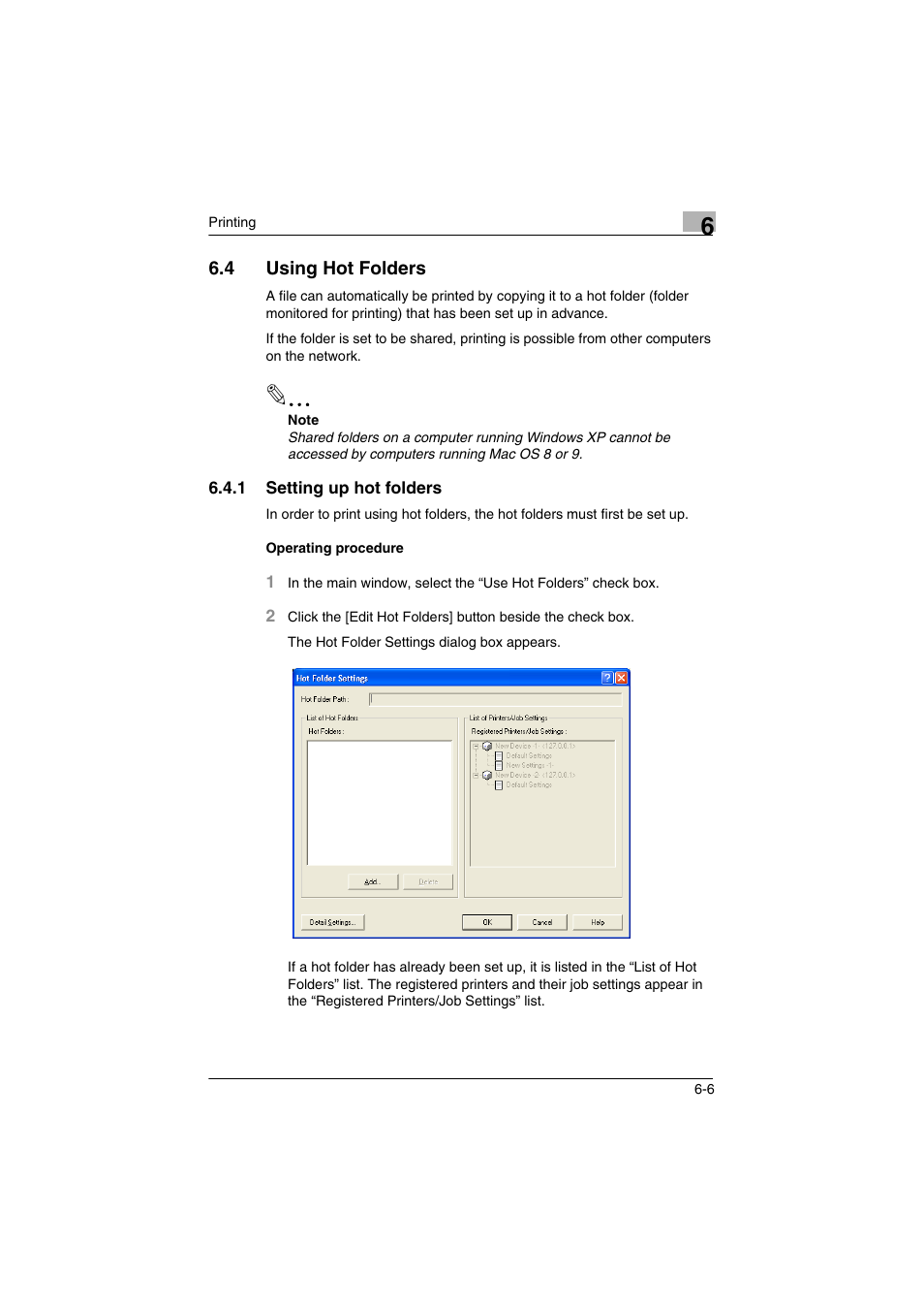 4 using hot folders, 1 setting up hot folders, Using hot folders -6 | Setting up hot folders -6 | Konica Minolta bizhub C31P User Manual | Page 39 / 60