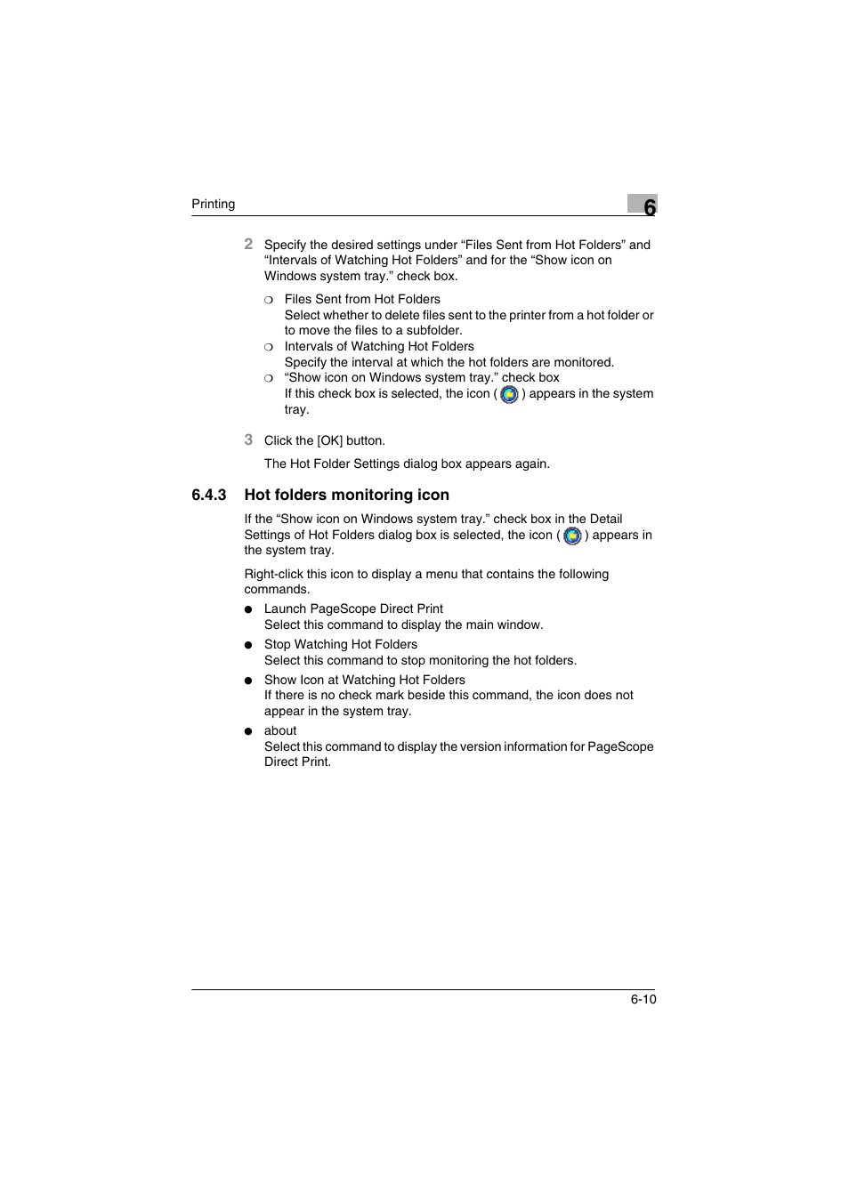 3 hot folders monitoring icon, Hot folders monitoring icon -10 | Konica Minolta bizhub C31P User Manual | Page 43 / 60