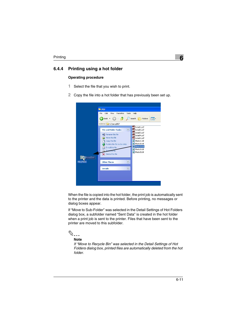 4 printing using a hot folder, Printing using a hot folder -11 | Konica Minolta bizhub C31P User Manual | Page 44 / 60