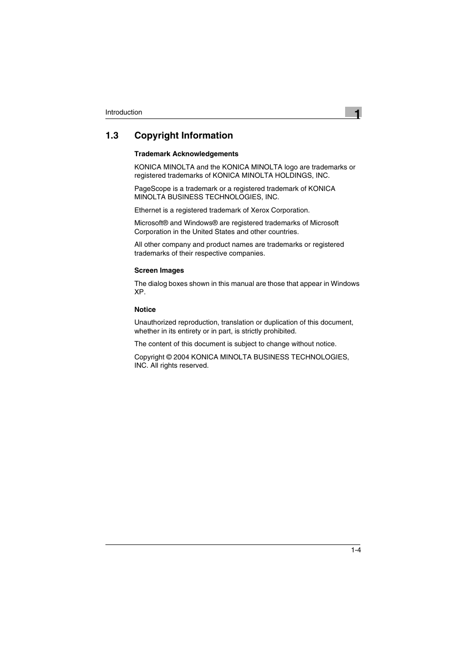 3 copyright information, Copyright information -4 | Konica Minolta bizhub C31P User Manual | Page 7 / 60