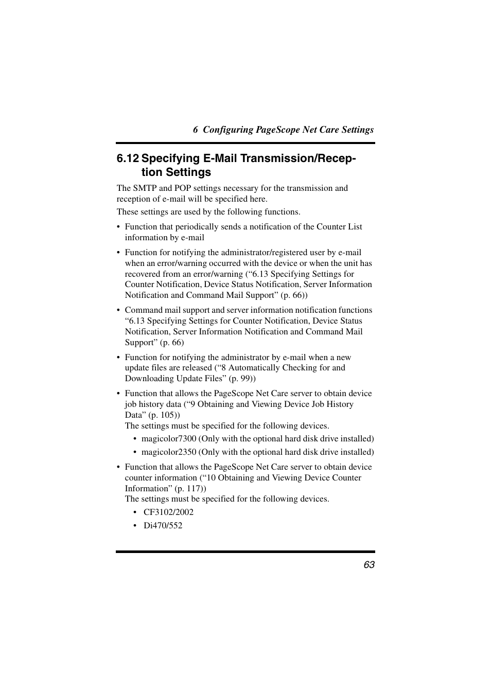 12 specifying e-mail transmission/reception, Settings | Konica Minolta BIZHUB C30P User Manual | Page 74 / 145