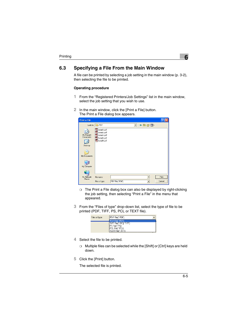 3 specifying a file from the main window, Specifying a file from the main window -5 | Konica Minolta BIZHUB C30P User Manual | Page 38 / 60