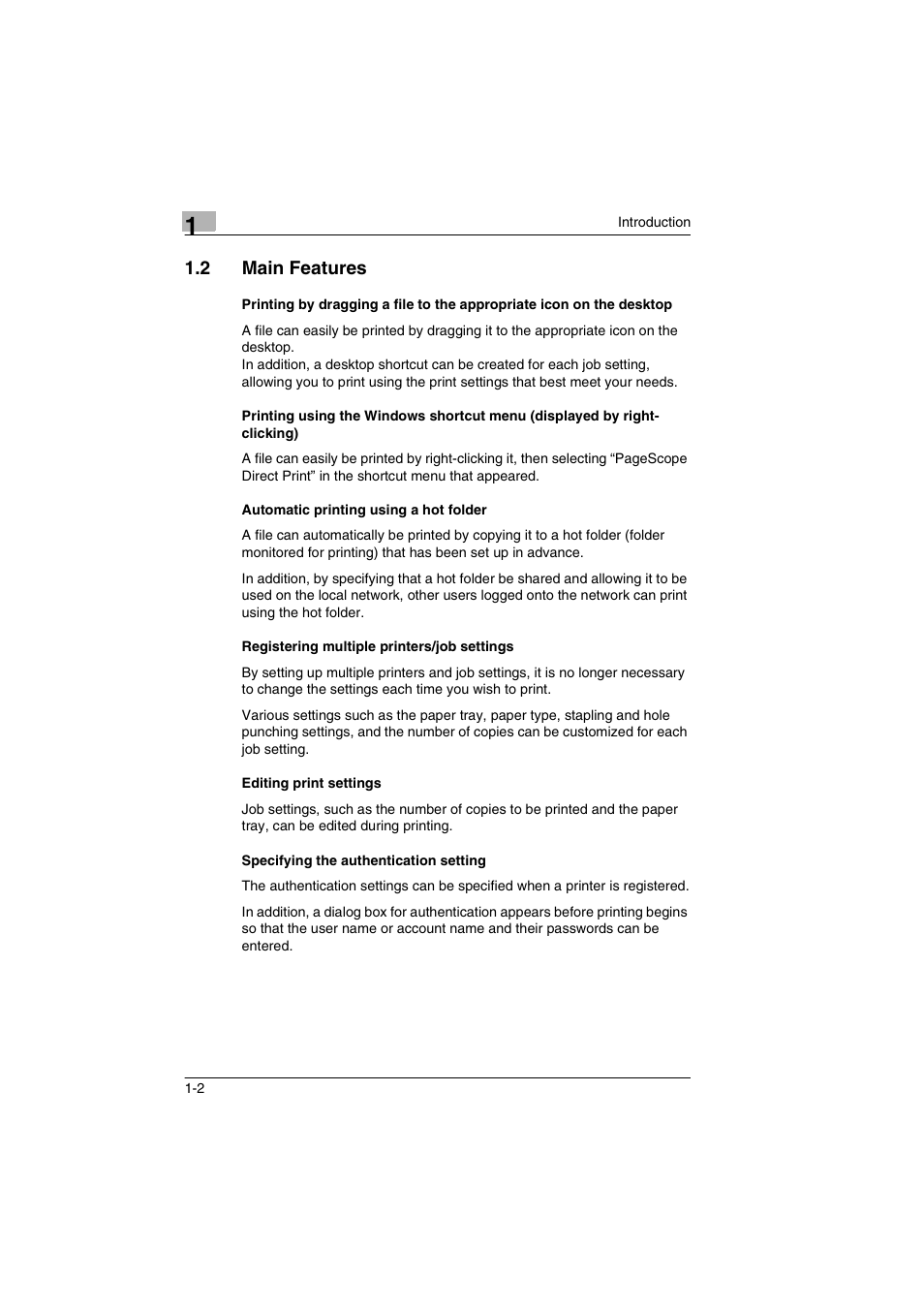 2 main features, Main features -2 | Konica Minolta BIZHUB C30P User Manual | Page 5 / 60