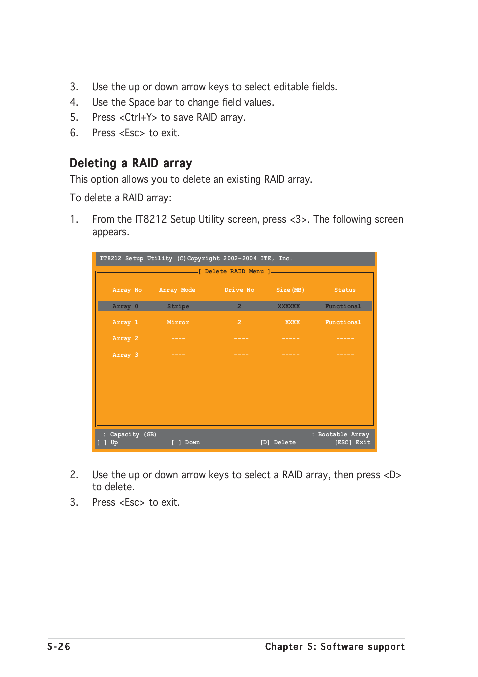 Deleting a raid array | Asus P5GD2 User Manual | Page 130 / 134