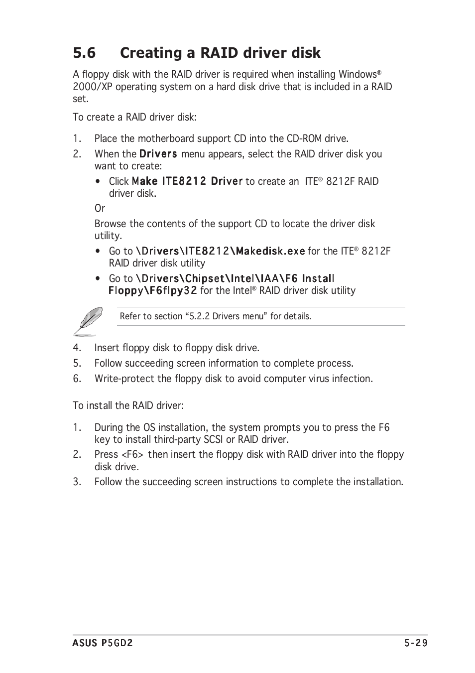 6 creating a raid driver disk | Asus P5GD2 User Manual | Page 133 / 134