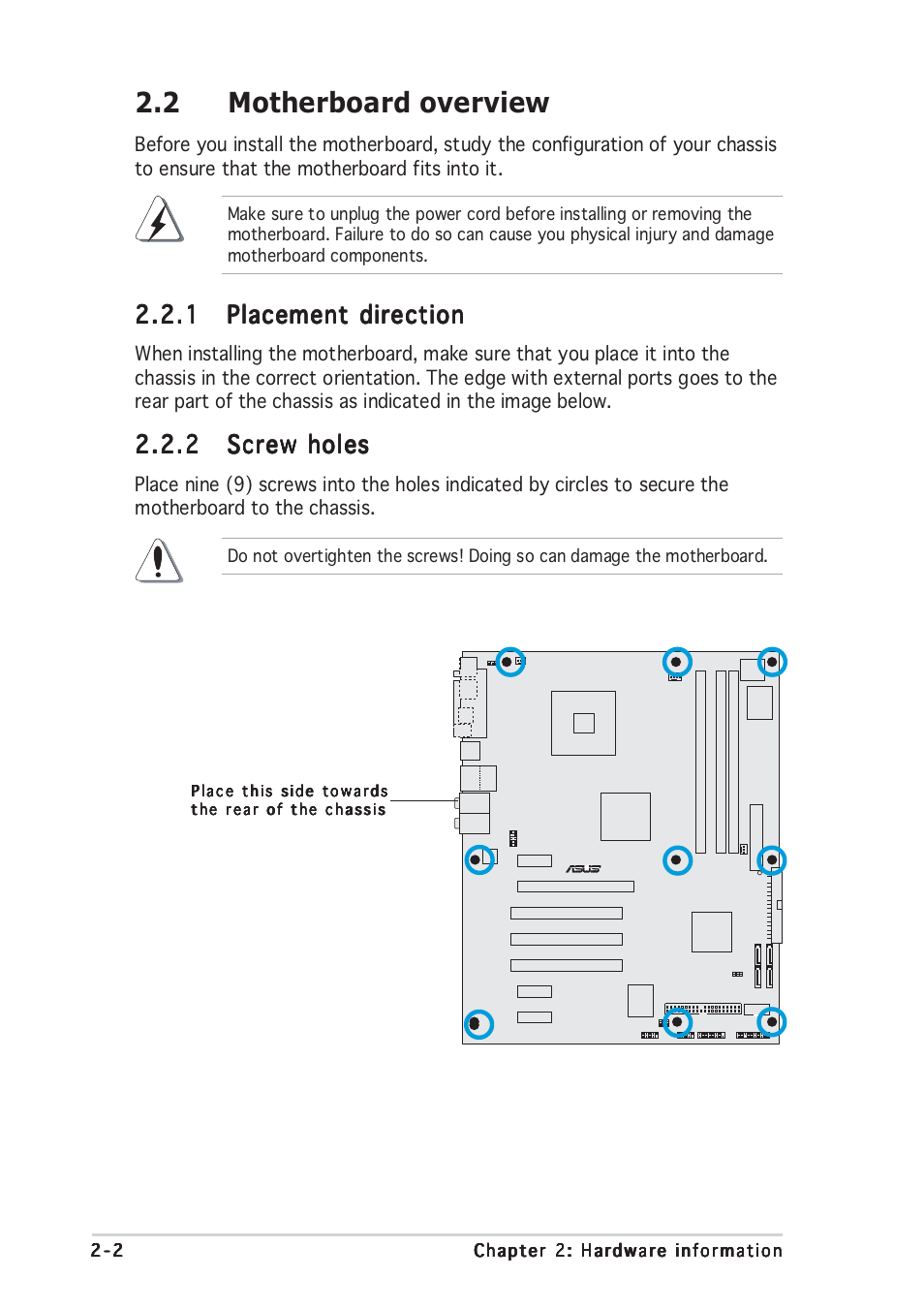 2 motherboard overview | Asus P5GD2 User Manual | Page 24 / 134