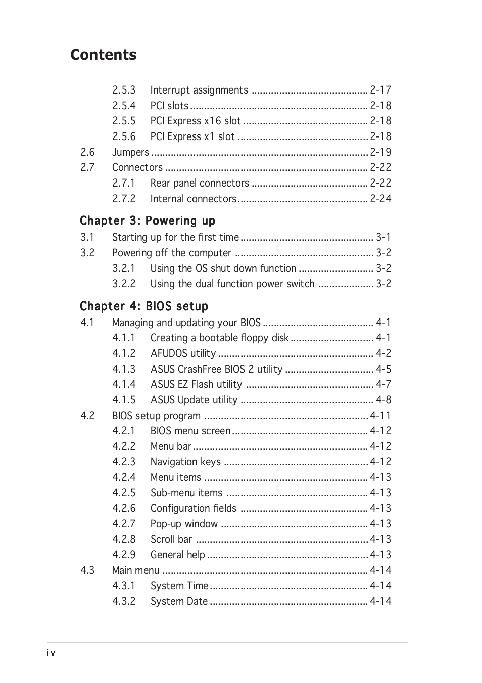 Asus P5GD2 User Manual | Page 4 / 134