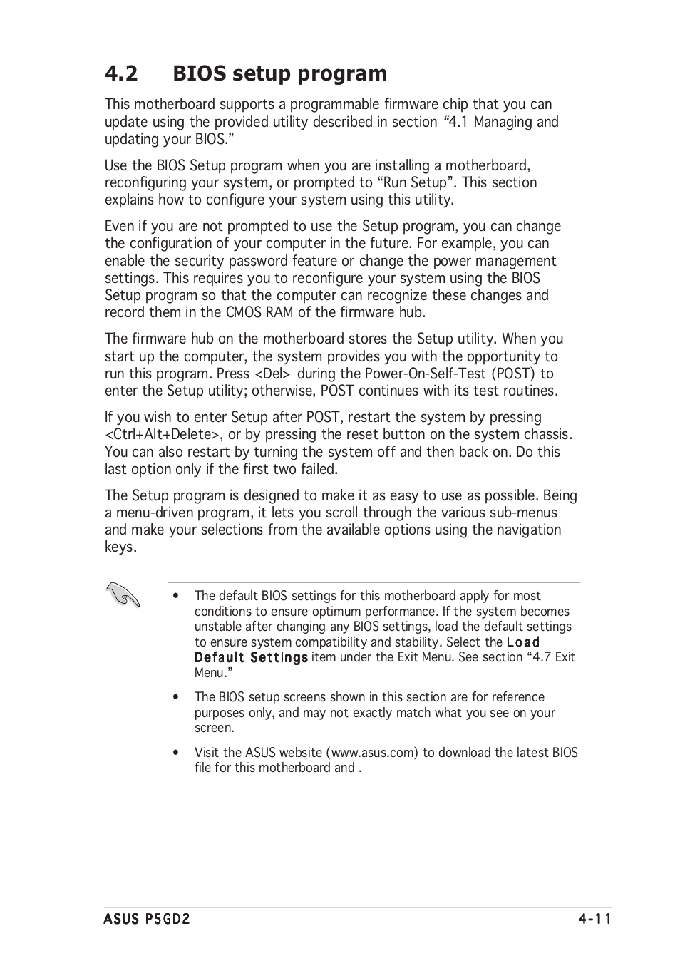 2 bios setup program | Asus P5GD2 User Manual | Page 71 / 134