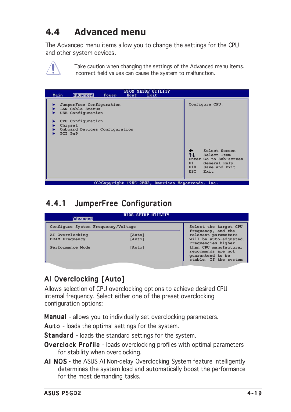 4 advanced menu | Asus P5GD2 User Manual | Page 79 / 134