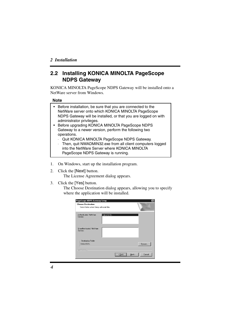 Gateway, 2 installing konica minolta pagescope ndps gateway | Konica Minolta BIZHUB C30P User Manual | Page 11 / 47