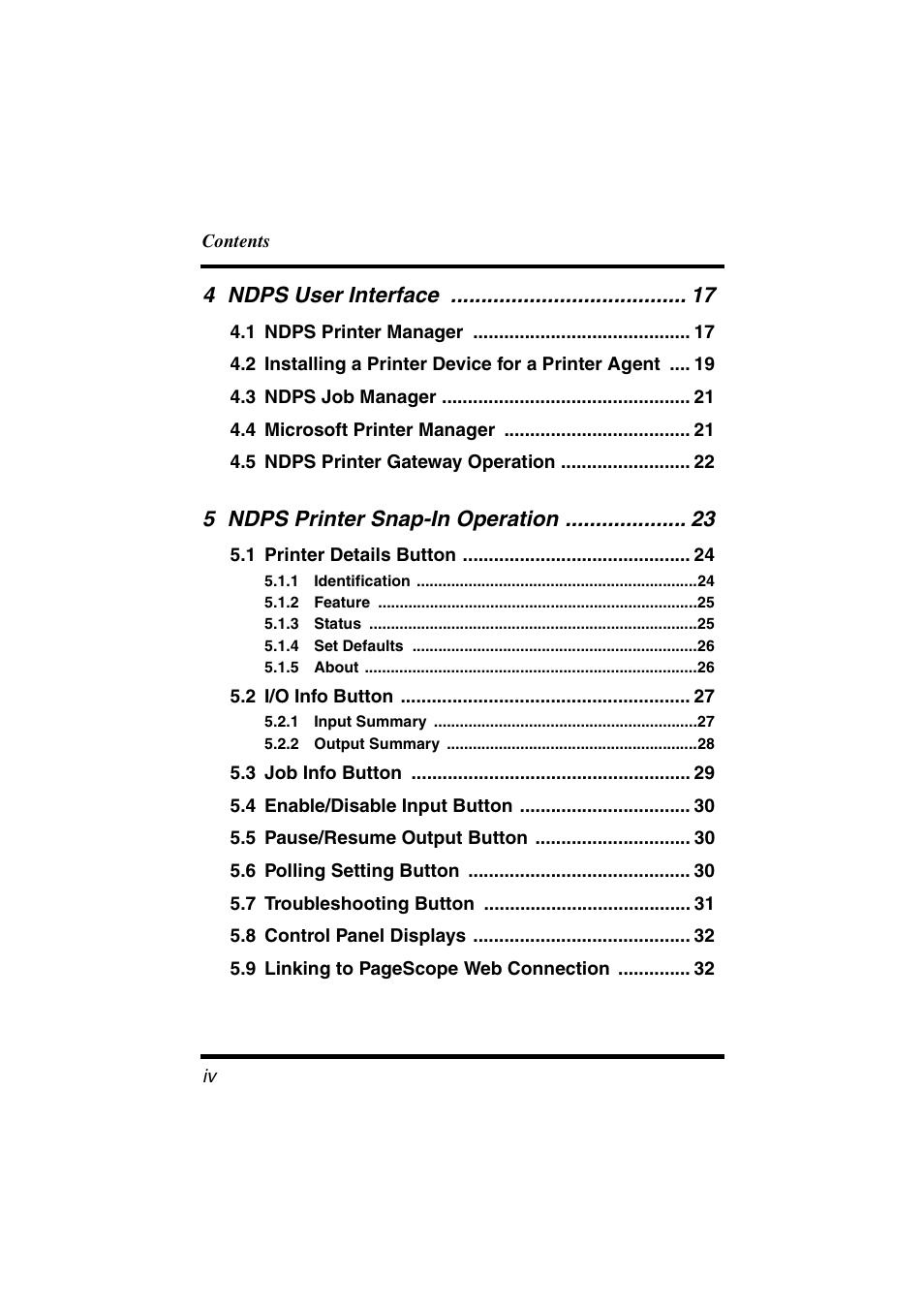 4 ndps user interface, 5 ndps printer snap-in operation | Konica Minolta BIZHUB C30P User Manual | Page 5 / 47