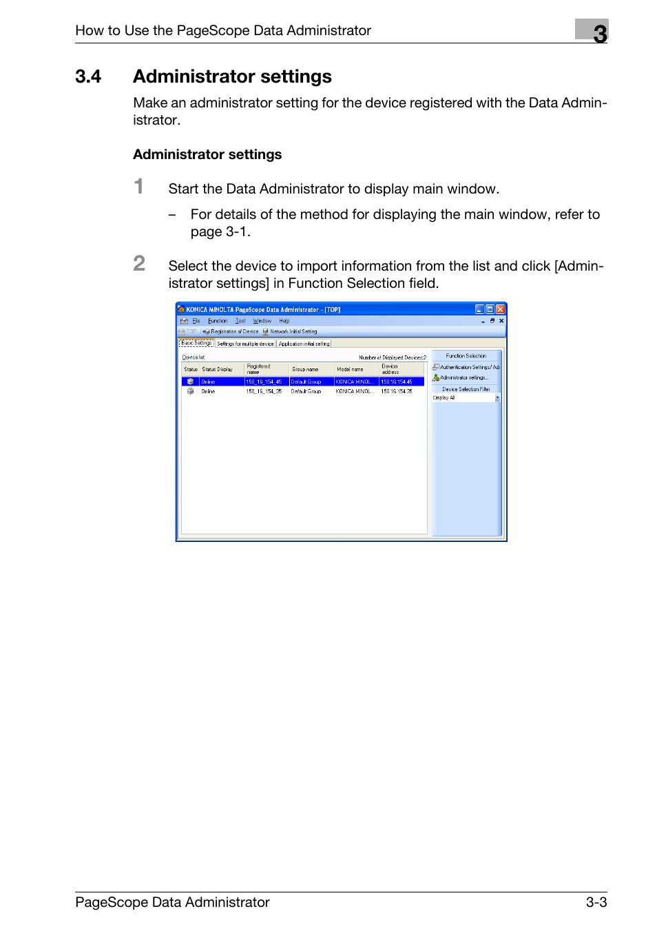 4 administrator settings, Administrator settings -3 | Konica Minolta bizhub C31P User Manual | Page 11 / 106