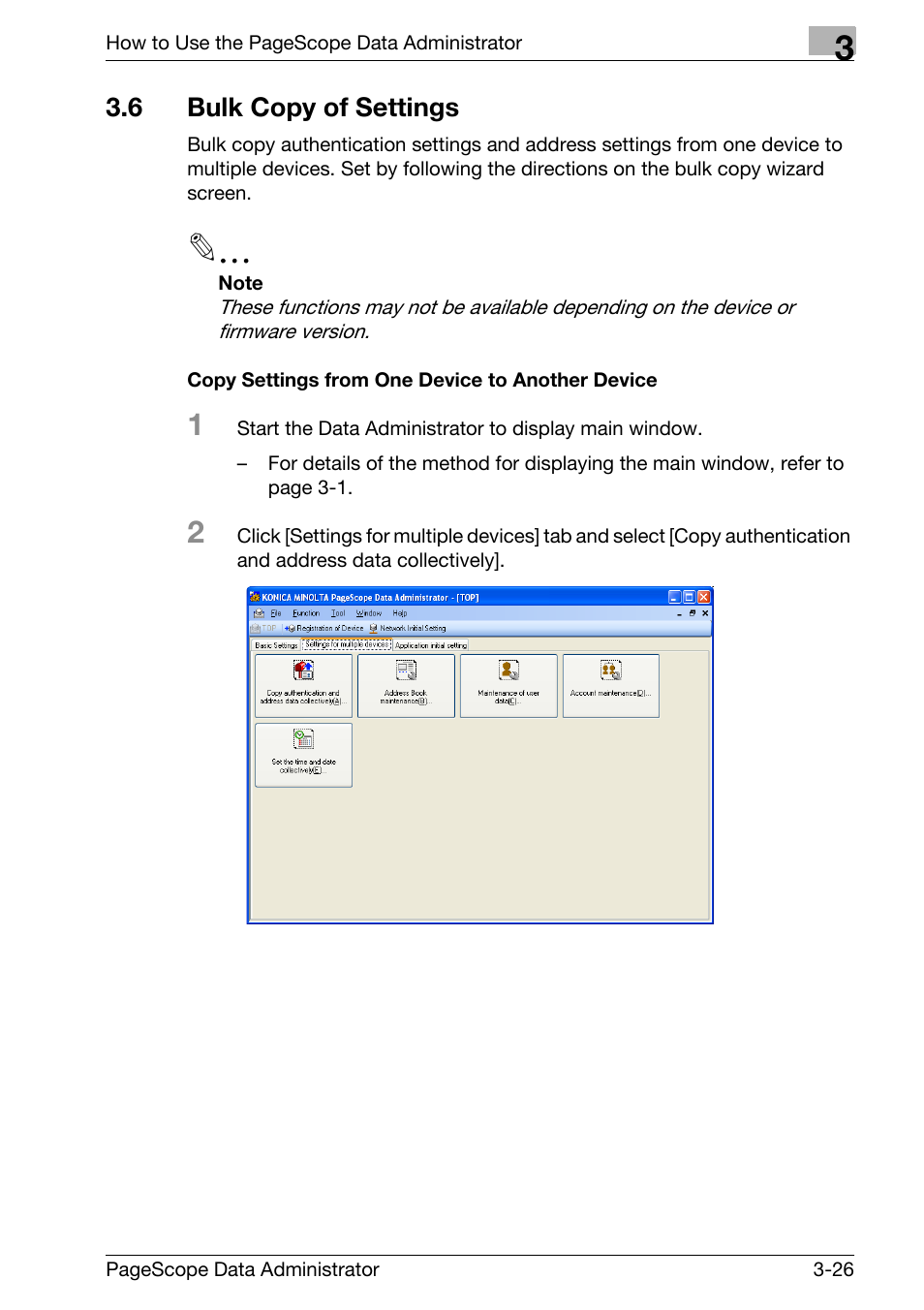 6 bulk copy of settings, Bulk copy of settings -26 | Konica Minolta bizhub C31P User Manual | Page 34 / 106