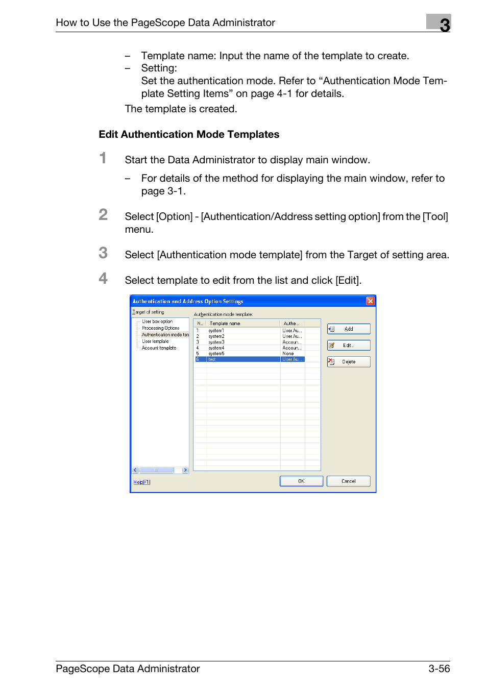 Edit authentication mode templates -56 | Konica Minolta bizhub C31P User Manual | Page 64 / 106