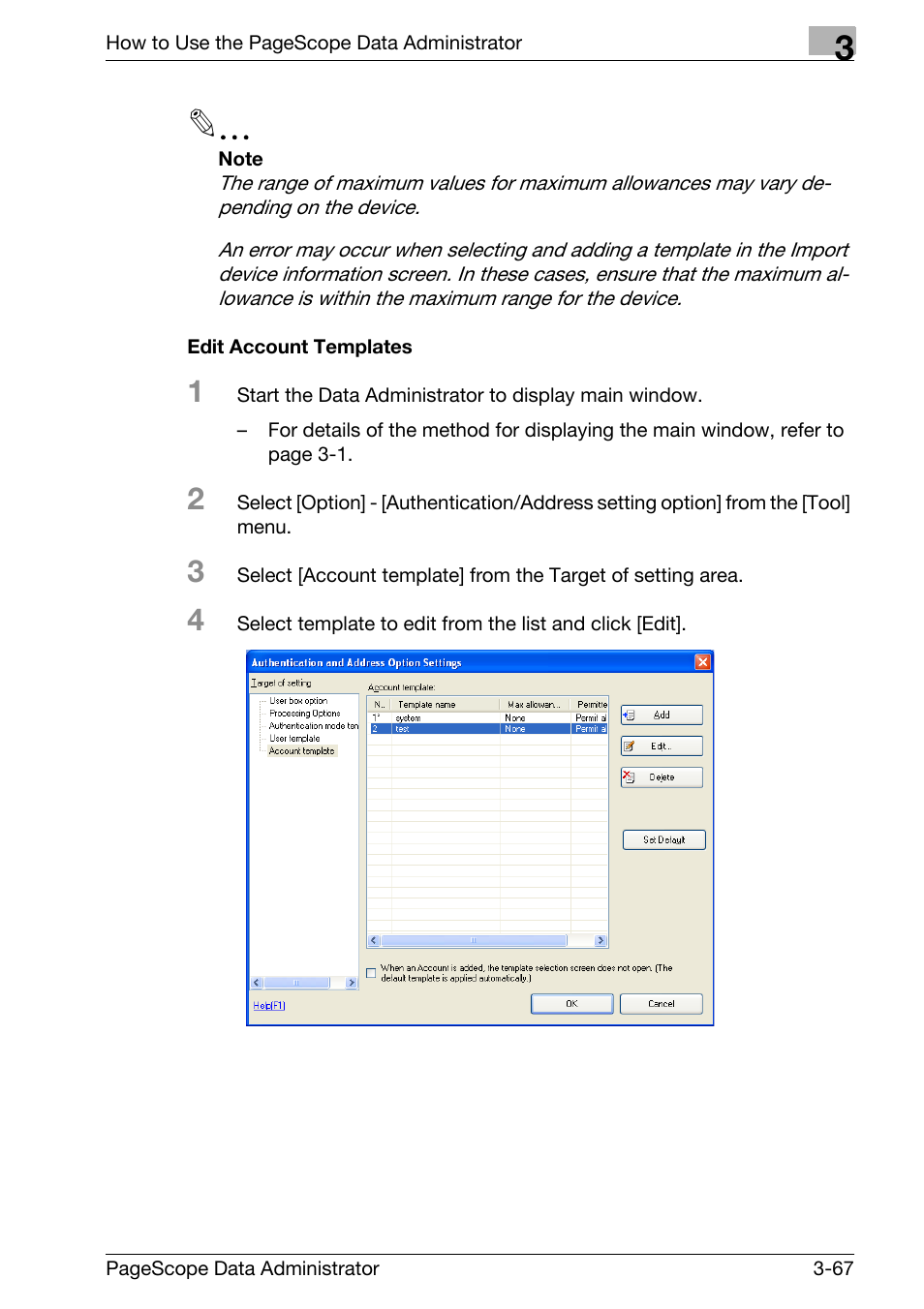 Edit account templates -67 | Konica Minolta bizhub C31P User Manual | Page 75 / 106