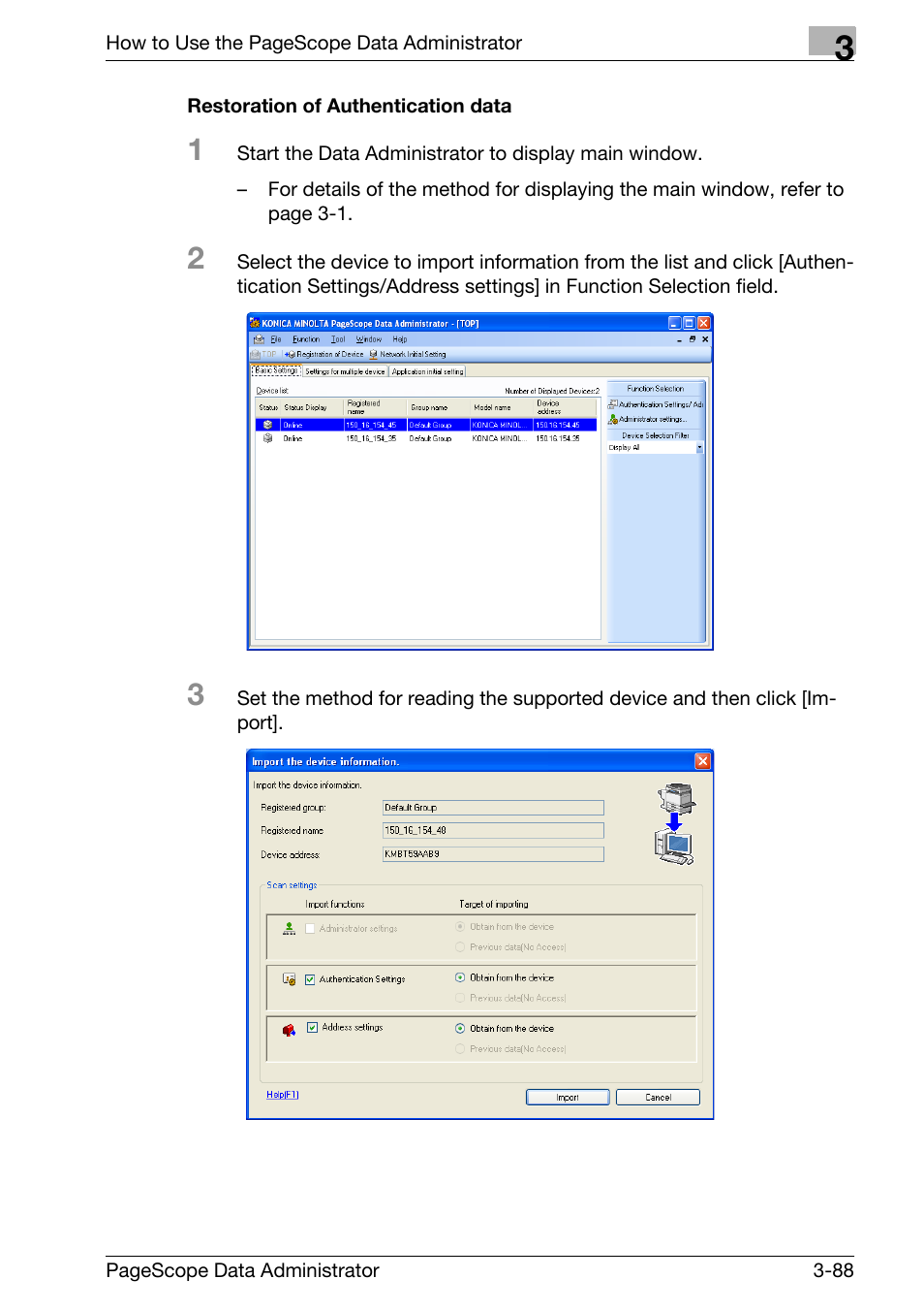 Restoration of authentication data -88 | Konica Minolta bizhub C31P User Manual | Page 96 / 106