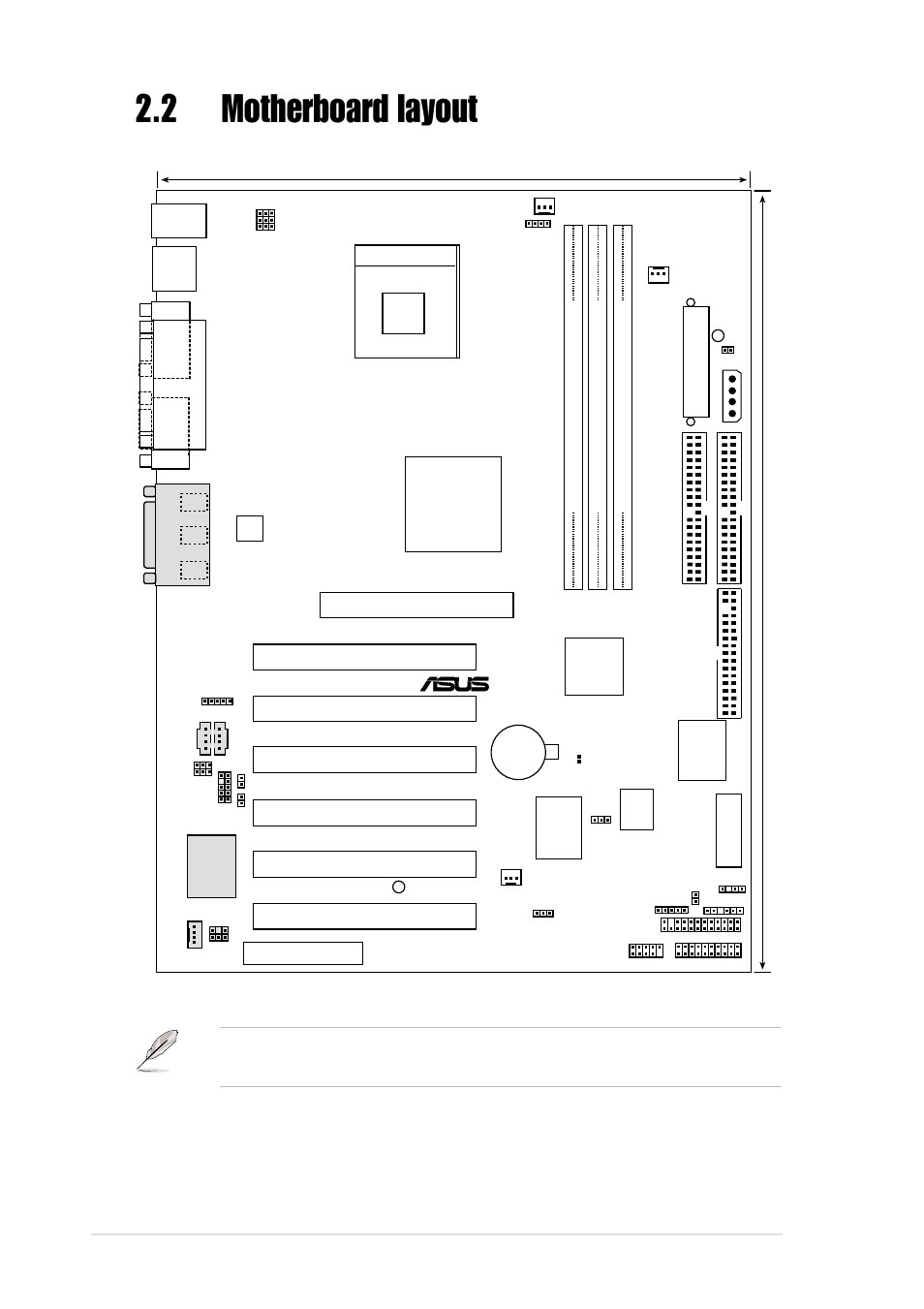 2 motherboard layout, 2 chapter 2: hardware information, Pci1 pci2 pci4 pci3 | Pci5, Pci6, P4b266 | Asus P4B266 User Manual | Page 24 / 128