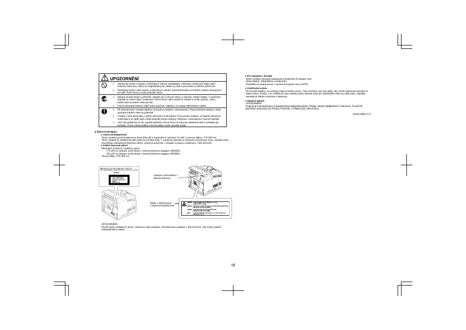 Upozornění | Konica Minolta PagePro 5650EN User Manual | Page 15 / 46