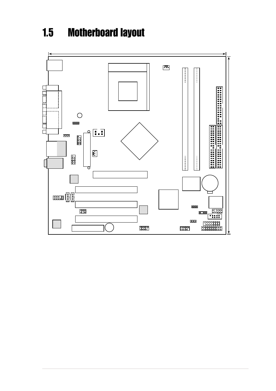 5motherboard layout, Nvidia, Asus a7n8x-vm motherboard 1-7 | Socket 462, 5cm (9.64in), Nforce2 igp | Asus Motherboard A7N8X-VM User Manual | Page 17 / 64