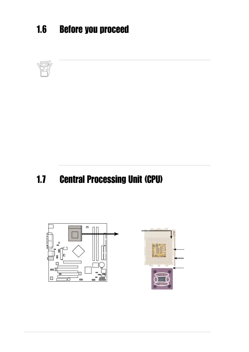 6 before you proceed, 7 central processing unit (cpu) | Asus Motherboard A7N8X-VM User Manual | Page 18 / 64