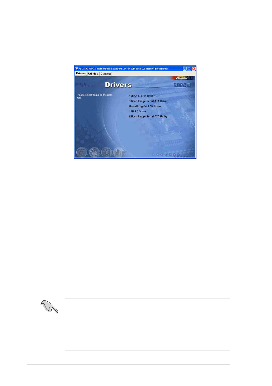 2 drivers menu | Asus A7N8X-E User Manual | Page 96 / 114