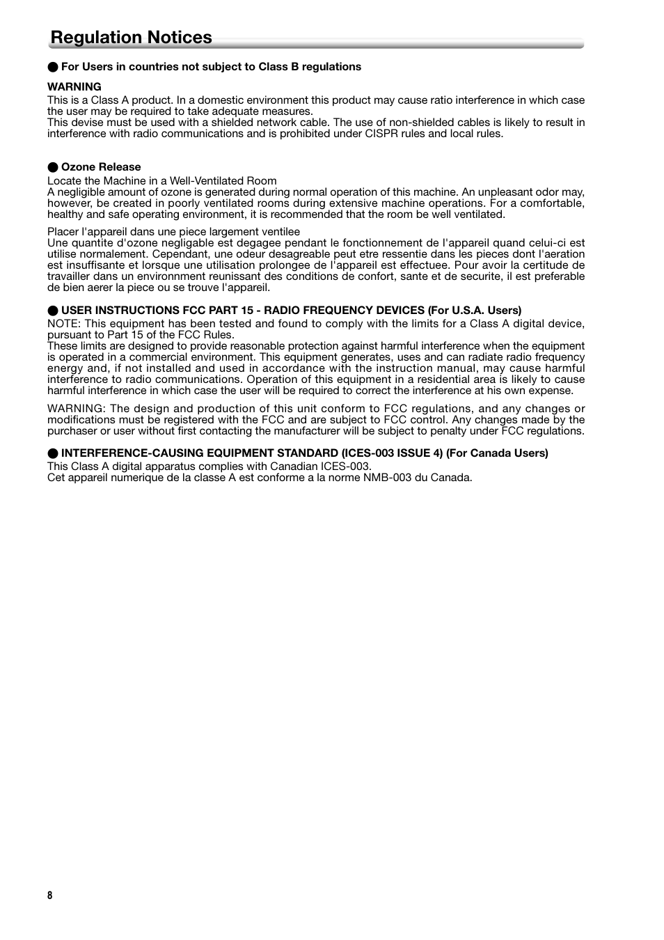 Regulation notices | Konica Minolta bizhub PRO 1600P User Manual | Page 10 / 148