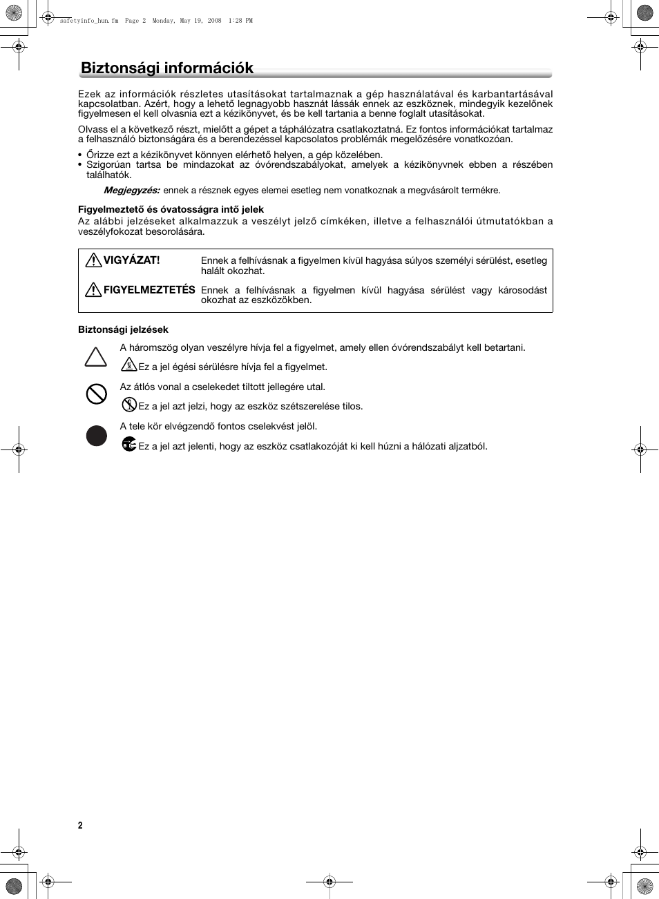 Biztonsági információk | Konica Minolta bizhub PRO 1600P User Manual | Page 108 / 148