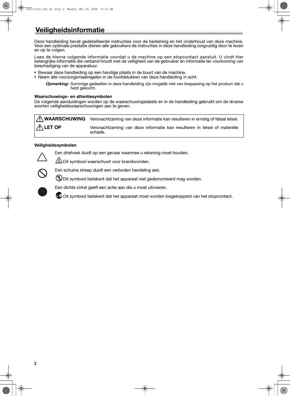 Veiligheidsinformatie | Konica Minolta bizhub PRO 1600P User Manual | Page 60 / 148