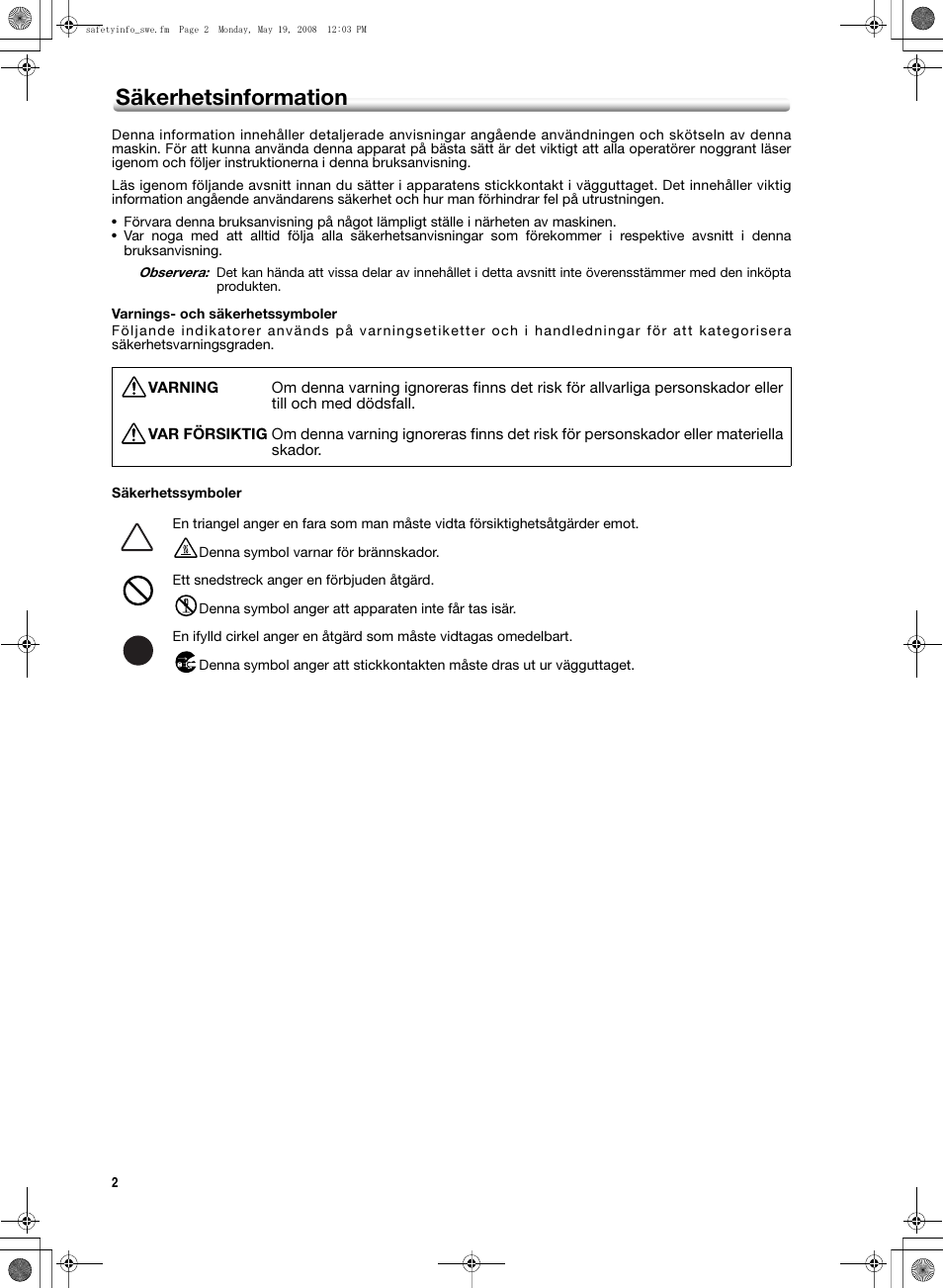 Säkerhetsinformation | Konica Minolta bizhub PRO 1600P User Manual | Page 76 / 148