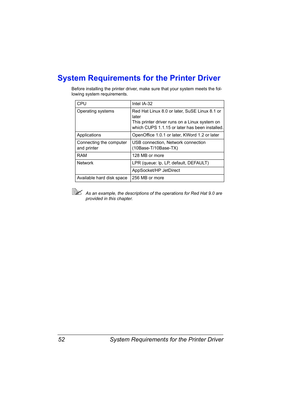 System requirements for the printer driver, System requirements for the printer driver 52 | Konica Minolta magicolor 2530DL User Manual | Page 60 / 144